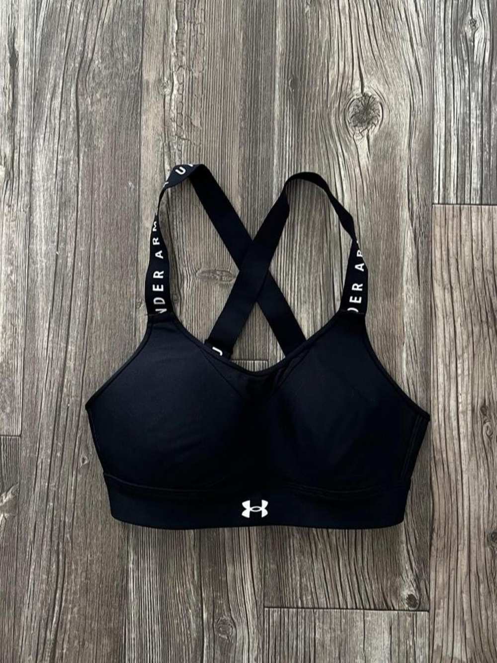 Under Armour Black Crossback Sports Bra with Logo Straps